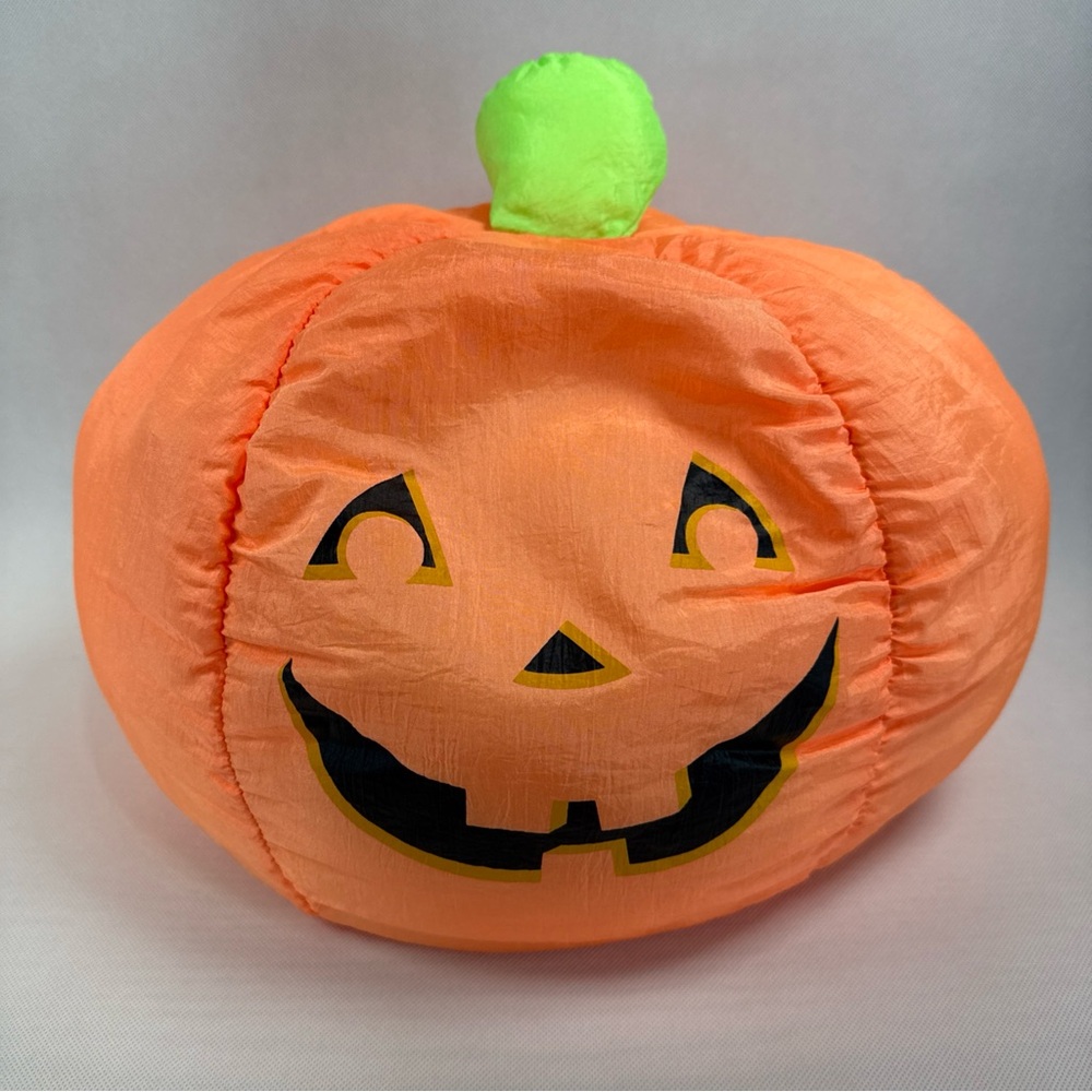 Vintage 1990 Halloween Plush Jack O Lantern Stuffins Pumpkin 12" Orange Bright
